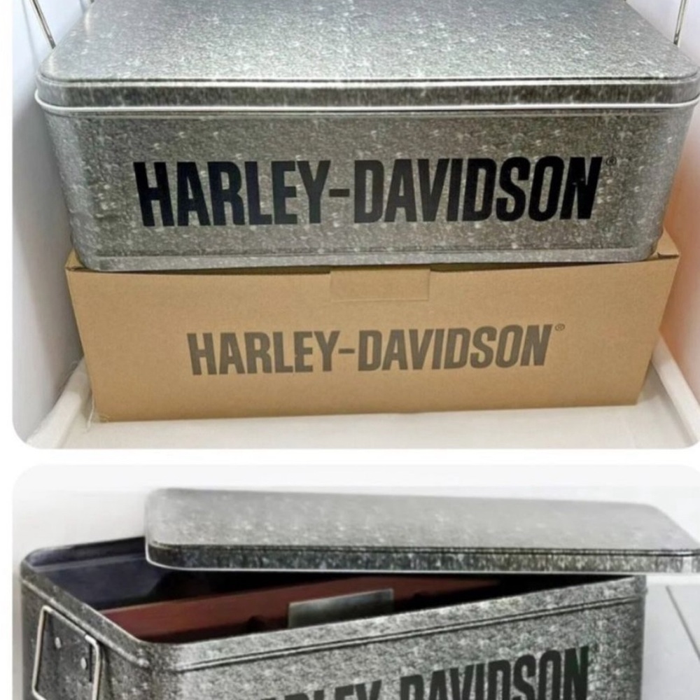 New box NIB Harley Davidson Metal Galvanized Tray Tin Box 6 spot insert